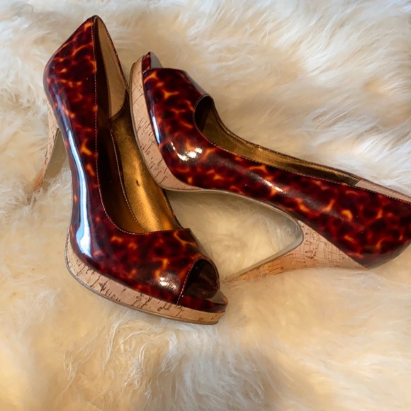 Nine West Shoes - Nine West Animal print high heels opened toe / cork high heels